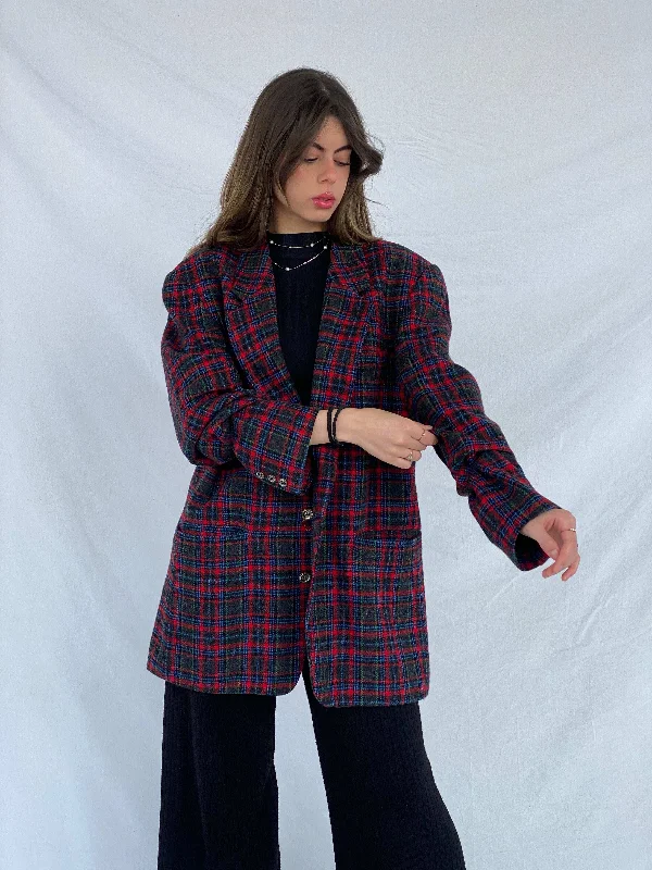 Vintage Oversized Red Plaid Blazer