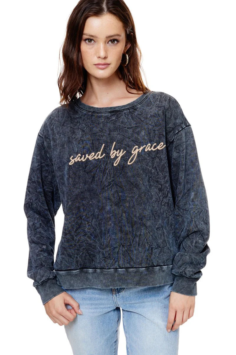 Zutter Saved by Grace Stitch Puff Sweatshirt